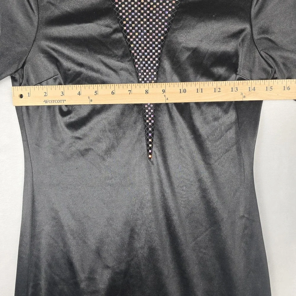 Fashion Nova New With Class Black Satin Mini Dress Rhinestone Women's Size Large